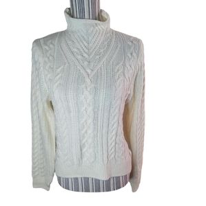 Marled women's cable long-sleeved cream sweater size L